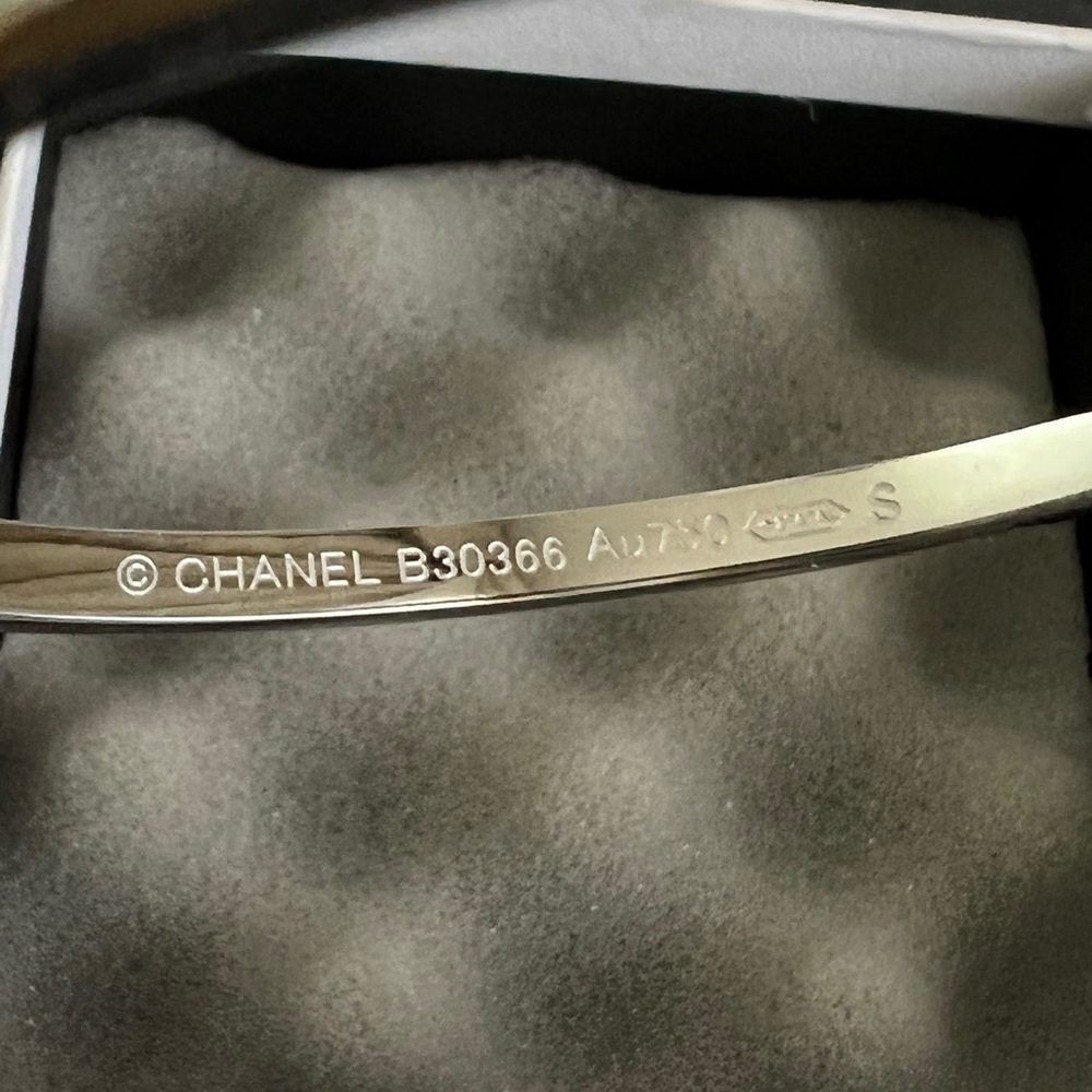 Chanel Silver-Tone CC Logo Open Cuff Bangle Bracelet - Picture 3 of 4